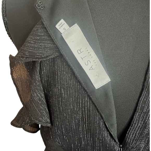 ASTR Shimmering Black High Low Feminine Halter Dress - Picture 9 of 10